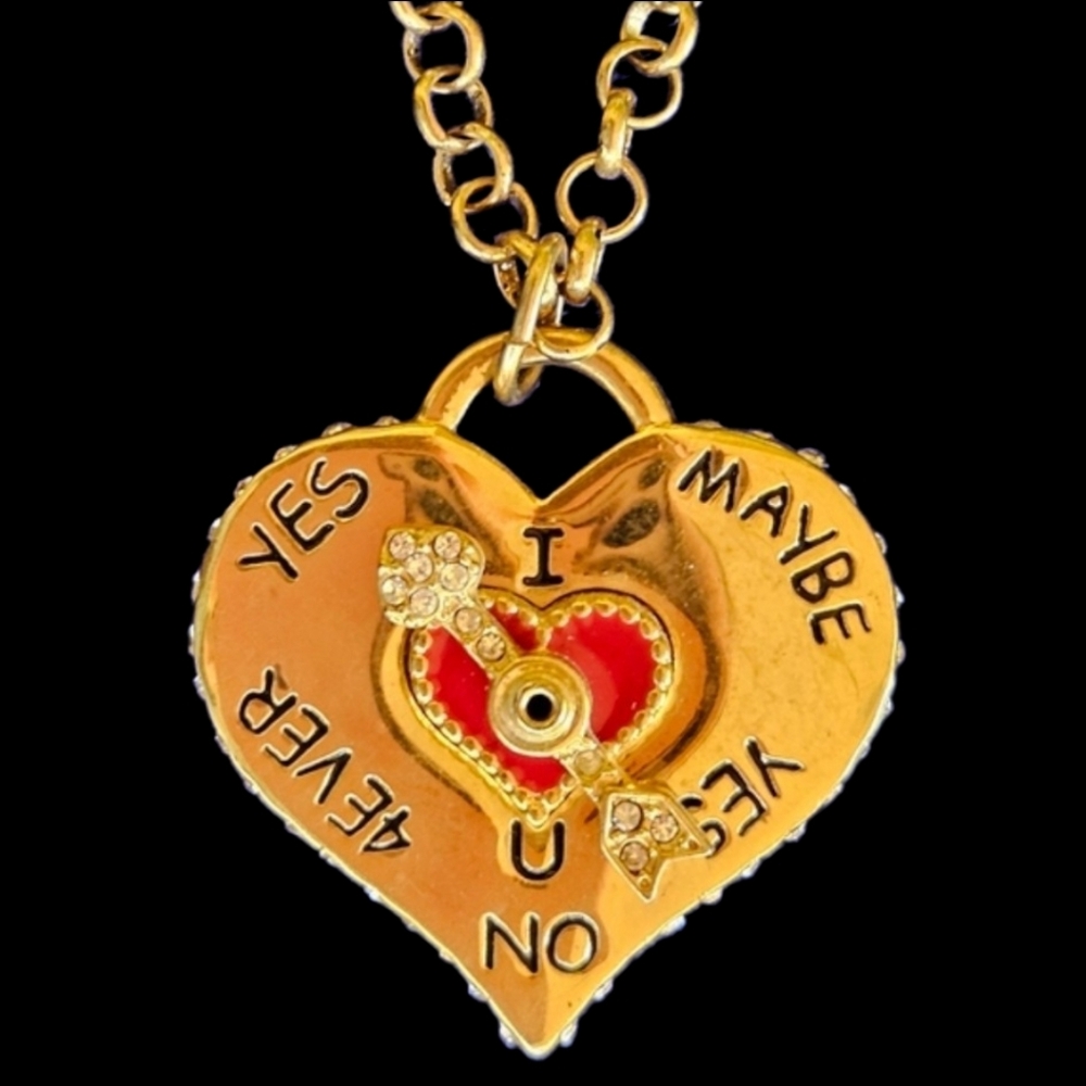 💘Betsey Johnson RARE RETIRED HTF Gold Heart Spinner Arrow Pendant Necklace EPC - Picture 7 of 7